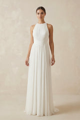 Sheath Halter Chiffon Plaited Dress With Special Back Design - Wedding Dresses by KissProm | Available at KissProm