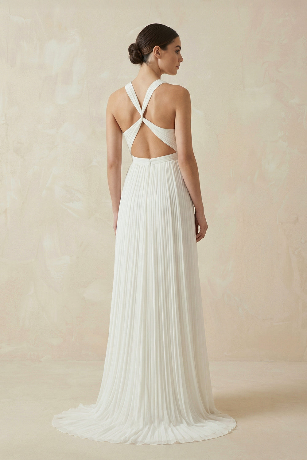 Sheath Halter Chiffon Plaited Dress With Special Back Design - Wedding Dresses by KissProm | Available at KissProm