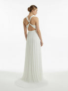Sheath Halter Chiffon Plaited Dress With Special Back Design - KissProm