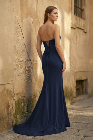 Sheath Sweetheart Long Satin Prom Dress with Slit