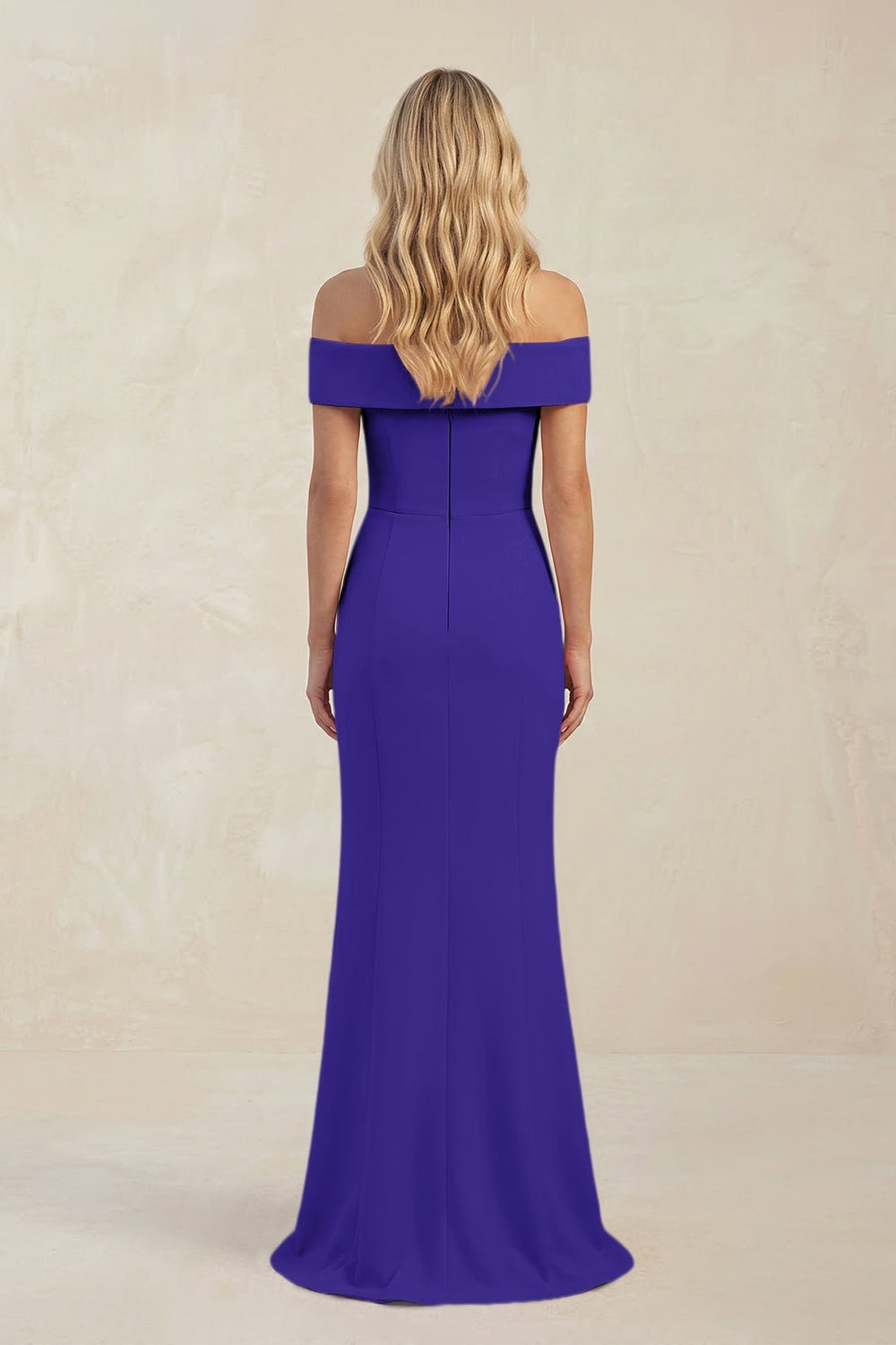 Sheath Off - the - Shoulder Satin Bridesmaid Dress With Slit in Tahiti - KissProm Bridesmaid Dresses