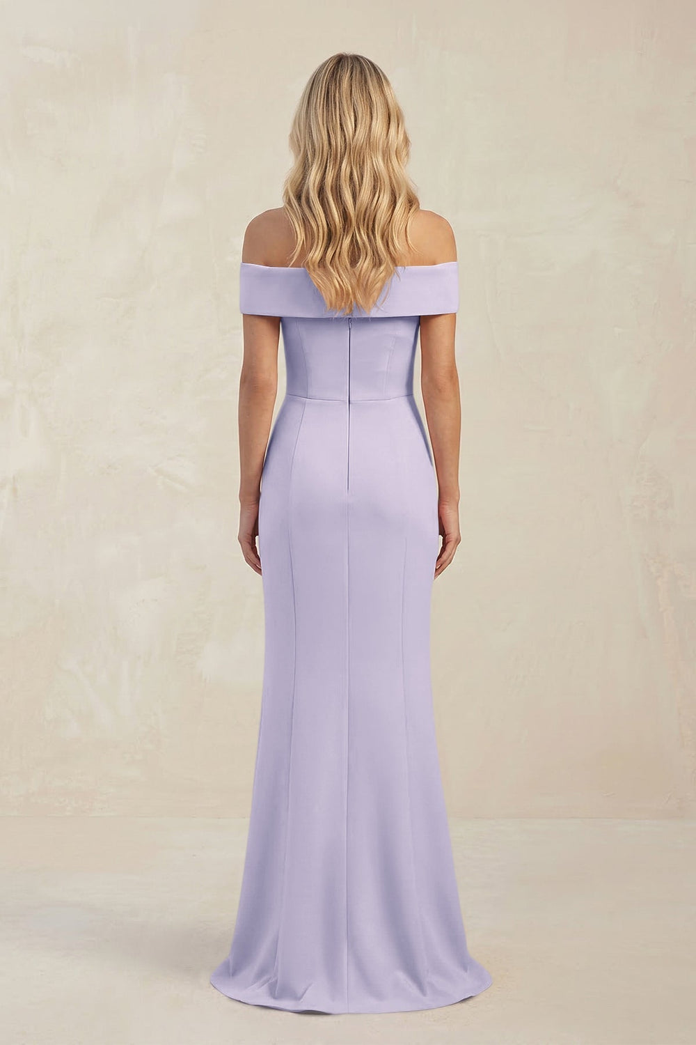 Sheath Off - the - Shoulder Satin Bridesmaid Dress With Slit in Vintage Mauve - KissProm Bridesmaid Dresses