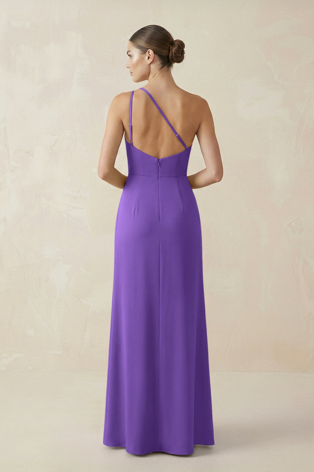 Sheath One - Shoulder Ruched Bridesmaid Dress With Slit in Tahiti - KissProm Bridesmaid Dresses