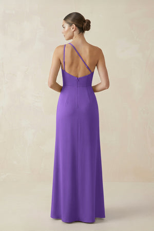 Sheath One - Shoulder Ruched Bridesmaid Dress With Slit in Tahiti - KissProm Bridesmaid Dresses