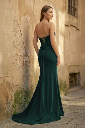 Sheath Sweetheart Long Satin Prom Dress with Slit