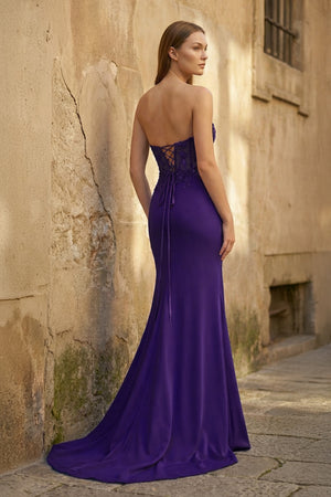 Sheath Sweetheart Long Satin Prom Dress with Slit