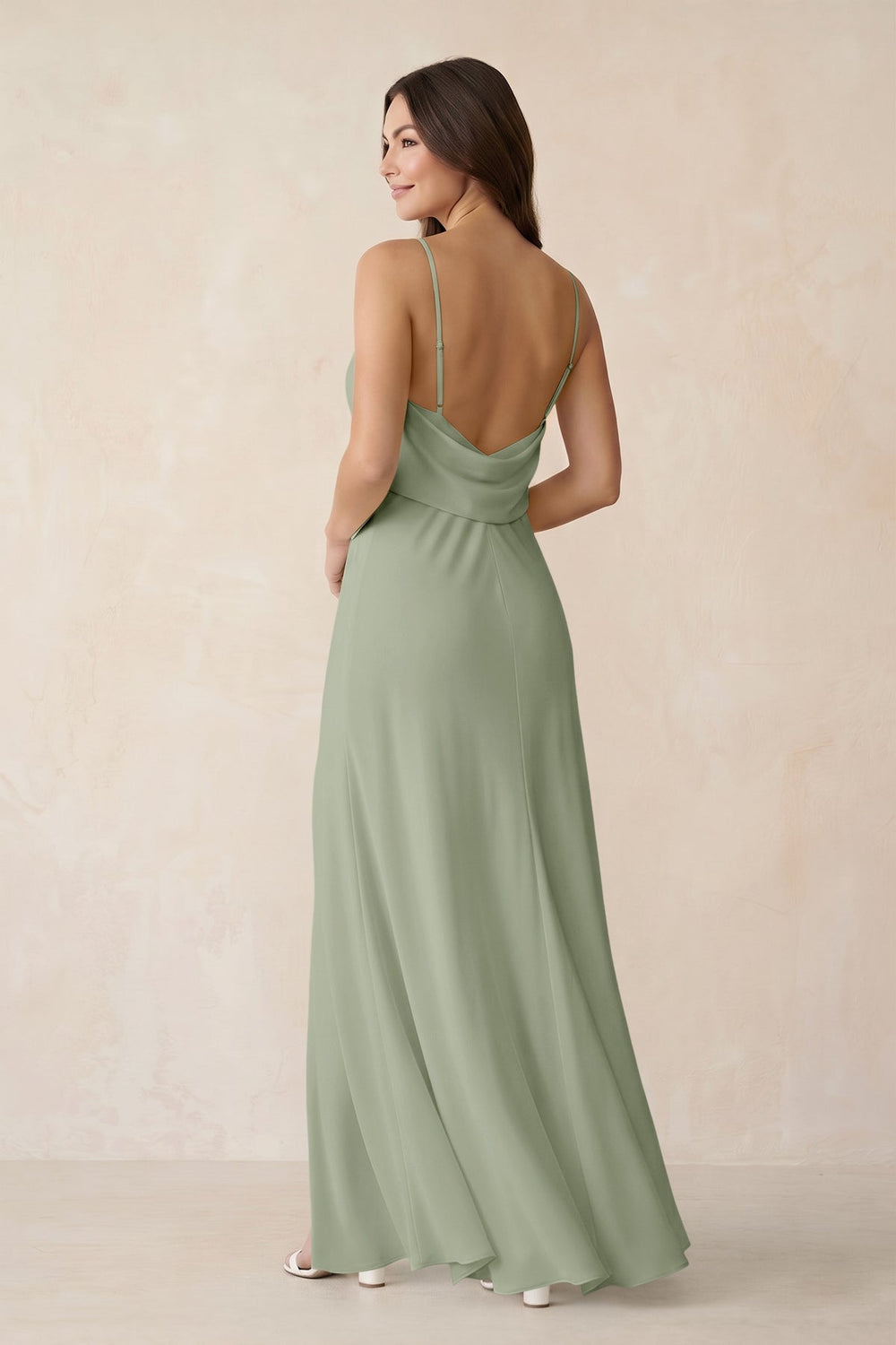 Sheath Satin Bridesmaid Dress with Side Slit in Dove Gray - KissProm Bridesmaid Dresses
