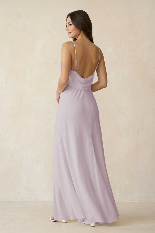 Sheath Satin Bridesmaid Dress with Side Slit in Dusk - KissProm Bridesmaid Dresses