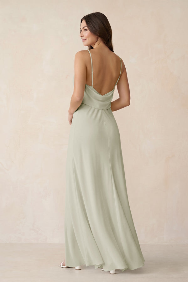Sheath Satin Bridesmaid Dress with Side Slit in Frost - KissProm Bridesmaid Dresses