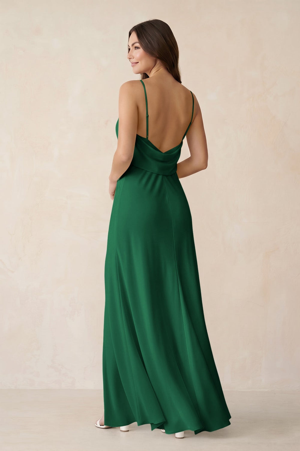 Sheath Satin Bridesmaid Dress with Side Slit in Green - KissProm Bridesmaid Dresses