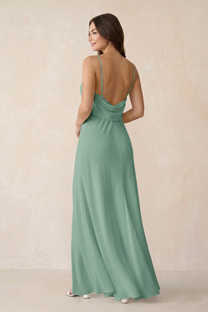 Sheath Satin Bridesmaid Dress with Side Slit in Mint Green - KissProm Bridesmaid Dresses