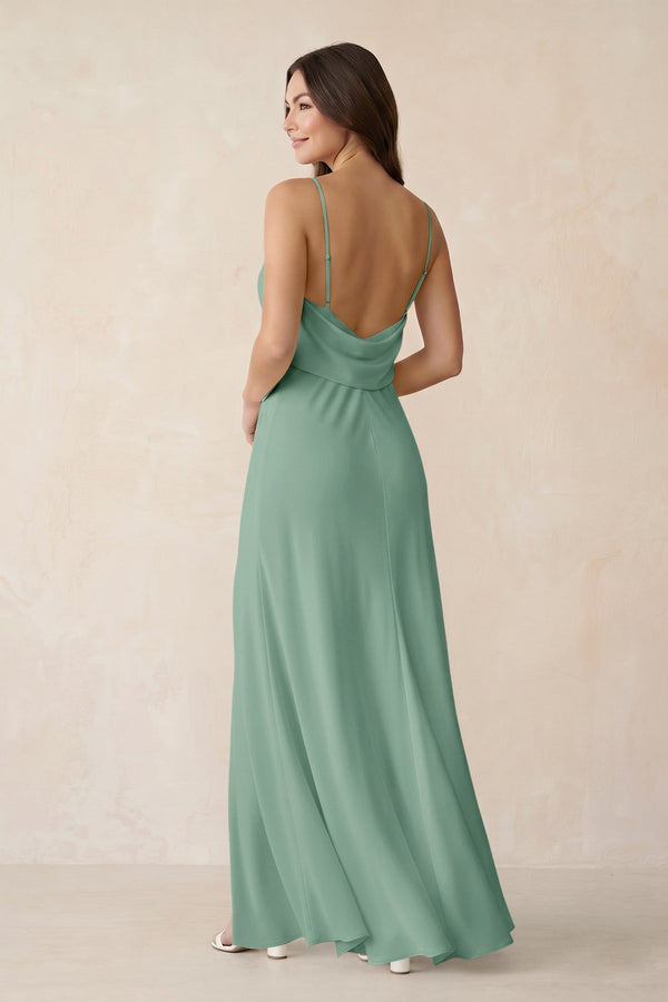Sheath Satin Bridesmaid Dress with Side Slit in Mint Green - KissProm Bridesmaid Dresses