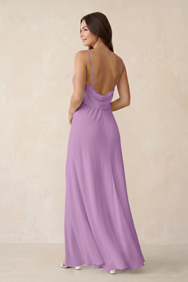 Sheath Satin Bridesmaid Dress with Side Slit in Vintage Mauve - KissProm Bridesmaid Dresses