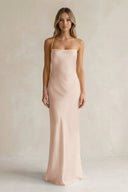 Sheath Satin Spaghetti Strap Bridesmaid Dress in Buttercream - KissProm Bridesmaid Dresses