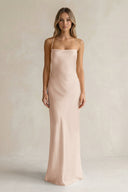 Sheath Satin Spaghetti Strap Bridesmaid Dress in Buttercream - KissProm Bridesmaid Dresses