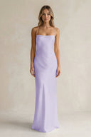 Sheath Satin Spaghetti Strap Bridesmaid Dress in Lavender - KissProm Bridesmaid Dresses