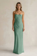 Sheath Satin Spaghetti Strap Bridesmaid Dress in Mint Green - KissProm Bridesmaid Dresses