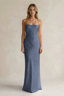 Sheath Satin Spaghetti Strap Bridesmaid Dress in Neptune - KissProm Bridesmaid Dresses
