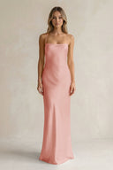 Sheath Satin Spaghetti Strap Bridesmaid Dress in Rose Petal - KissProm Bridesmaid Dresses
