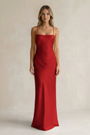 Sheath Satin Spaghetti Strap Bridesmaid Dress in Spice - KissProm Bridesmaid Dresses