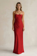 Sheath Satin Spaghetti Strap Bridesmaid Dress in Spice - KissProm Bridesmaid Dresses