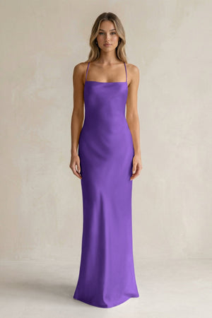 Sheath Satin Spaghetti Strap Bridesmaid Dress in Tahiti - KissProm Bridesmaid Dresses