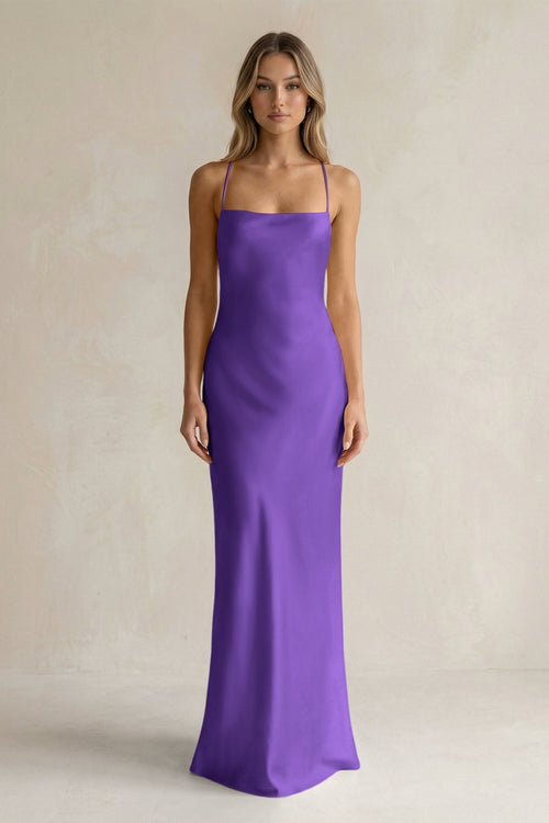 Sheath Satin Spaghetti Strap Bridesmaid Dress in Tahiti - KissProm Bridesmaid Dresses