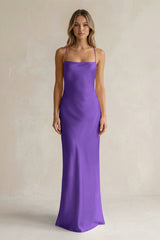 Sheath Satin Spaghetti Strap Bridesmaid Dress in Tahiti - KissProm Bridesmaid Dresses