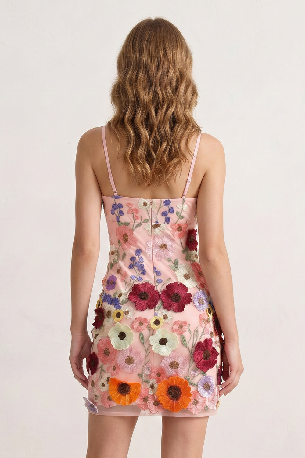 Sheath Spaghetti Straps 3D Flower Homecoming Dress - KissProm