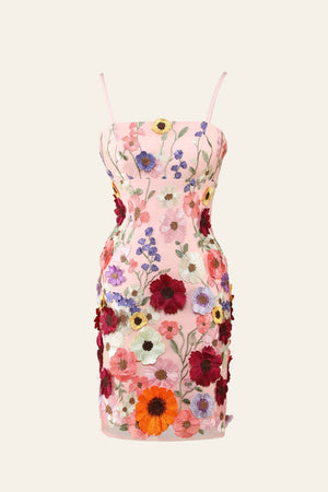Sheath Spaghetti Straps 3D Flower Homecoming Dress - KissProm