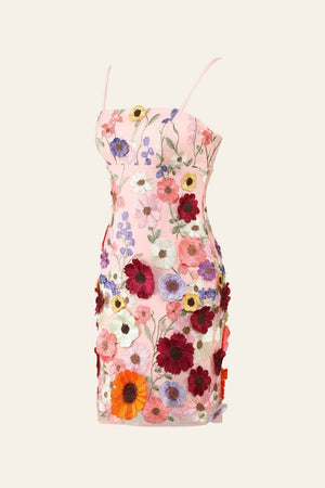 Sheath Spaghetti Straps 3D Flower Homecoming Dress - KissProm