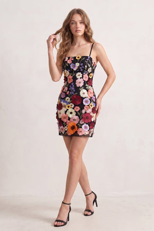 Sheath Spaghetti Straps 3D Flower Homecoming Dress - KissProm