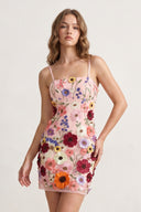Sheath Spaghetti Straps 3D Flower Homecoming Dress - KissProm