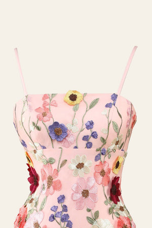 Sheath Spaghetti Straps 3D Flower Homecoming Dress - KissProm