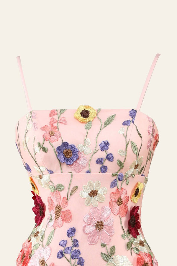 Sheath Spaghetti Straps 3D Flower Homecoming Dress - KissProm