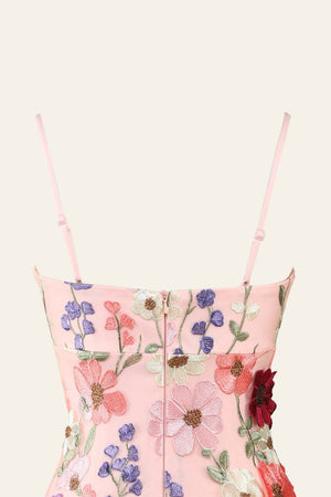 Sheath Spaghetti Straps 3D Flower Homecoming Dress - KissProm