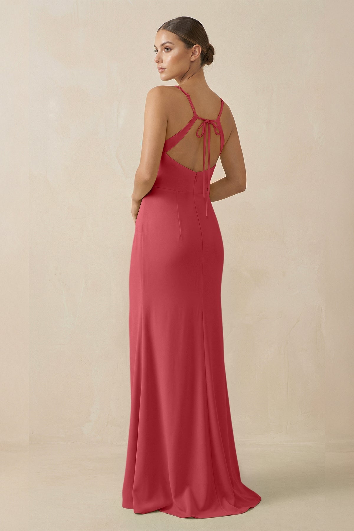 Sheath Spaghetti Straps Chiffon Long Bridesmaid Dress in Merlot, Merlot / 20