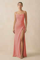 Sheath Spaghetti Straps Chiffon Long Bridesmaid Dress in Mulberry - KissProm Bridesmaid Dresses
