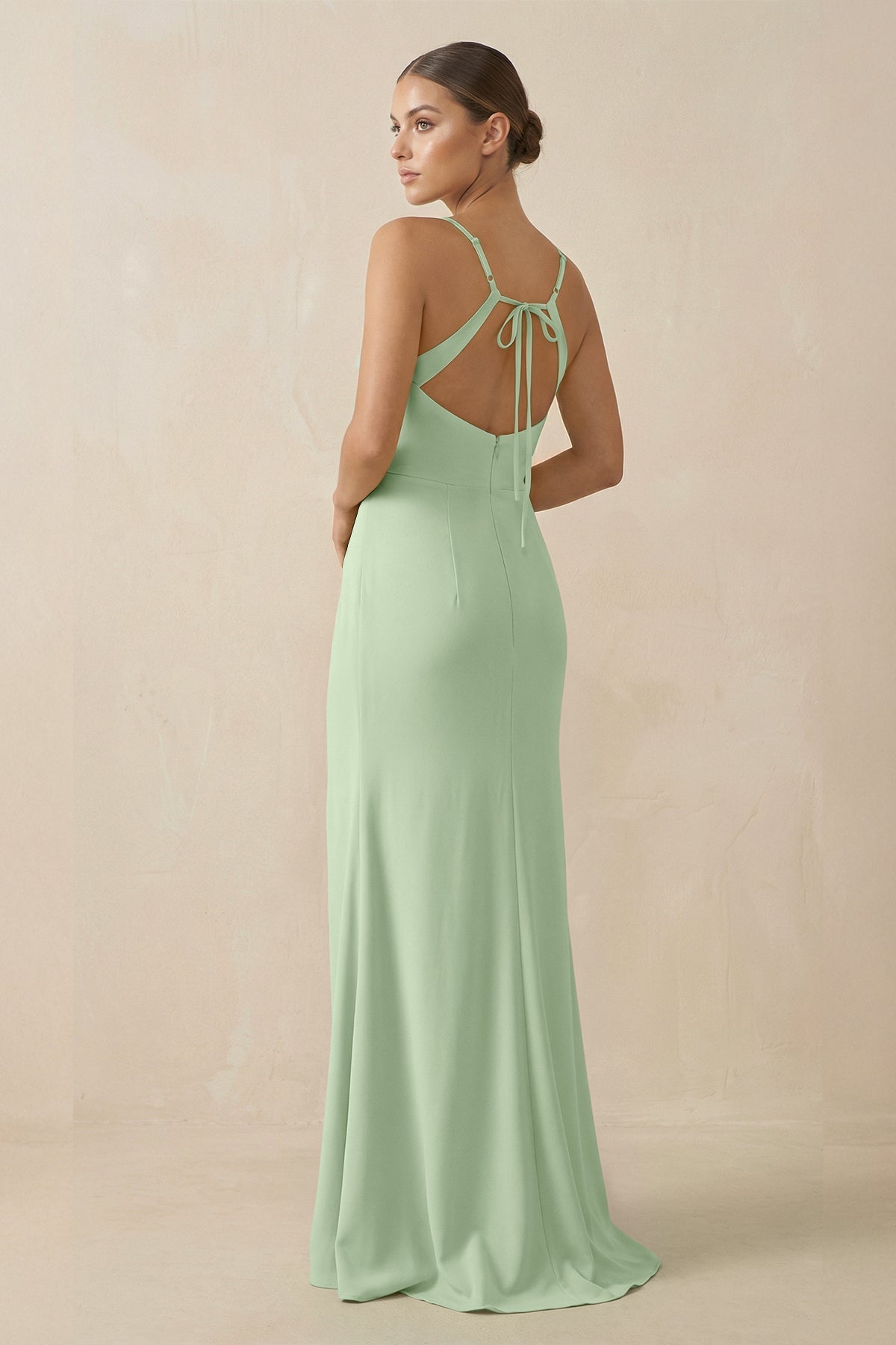 sage bridesmaid dresses long Hunter Green Satin Cowl Neck Bridesmaid Dress Sheath Floor-Length main image 1