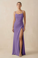 Sheath Spaghetti Straps Chiffon Long Bridesmaid Dress in Tahiti - KissProm Bridesmaid Dresses