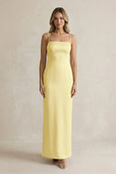 Sheath Spaghetti Straps Satin Bridesmaid Dress in Buttercup - KissProm Bridesmaid Dresses