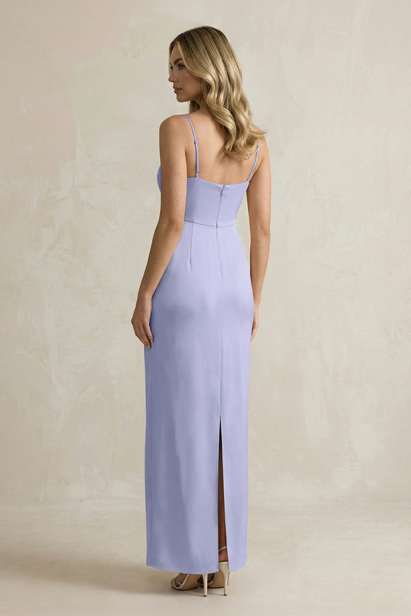Sheath Spaghetti Straps Satin Bridesmaid Dress in Lavender - KissProm Bridesmaid Dresses