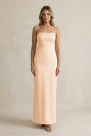 Sheath Spaghetti Straps Satin Bridesmaid Dress in Pale Blush - KissProm Bridesmaid Dresses