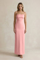 Sheath Spaghetti Straps Satin Bridesmaid Dress in Rosette - KissProm Bridesmaid Dresses