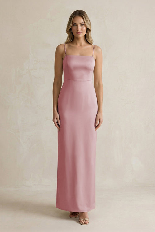 Sheath Spaghetti Straps Satin Bridesmaid Dress in Toffee - KissProm Bridesmaid Dresses