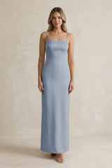 Sheath Spaghetti Straps Satin Bridesmaid Dress in Twilight - KissProm Bridesmaid Dresses