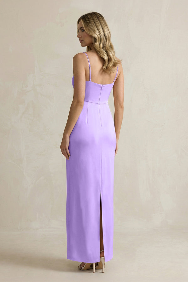 Sheath Spaghetti Straps Satin Bridesmaid Dress in Vintage Mauve - KissProm Bridesmaid Dresses