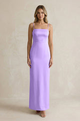 Sheath Spaghetti Straps Satin Bridesmaid Dress in Vintage Mauve - KissProm Bridesmaid Dresses