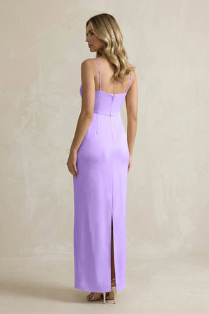 Sheath Spaghetti Straps Satin Bridesmaid Dress in Vintage Mauve - KissProm Bridesmaid Dresses
