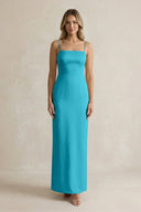 Sheath Spaghetti Straps Satin Bridesmaid Dress in Viridian Green - KissProm Bridesmaid Dresses